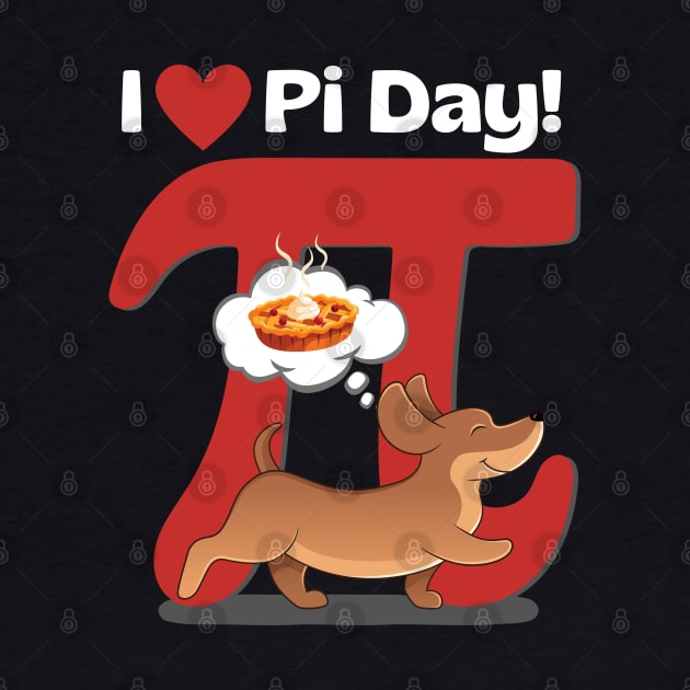 I Love Pi Day Dachshund Red by Weenie Riot